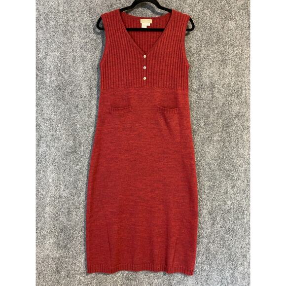 Territory Ahead Red Wool Knit Sleeveless Sweater Dress 4P Pockets Petite Womens - Picture 1 of 8
